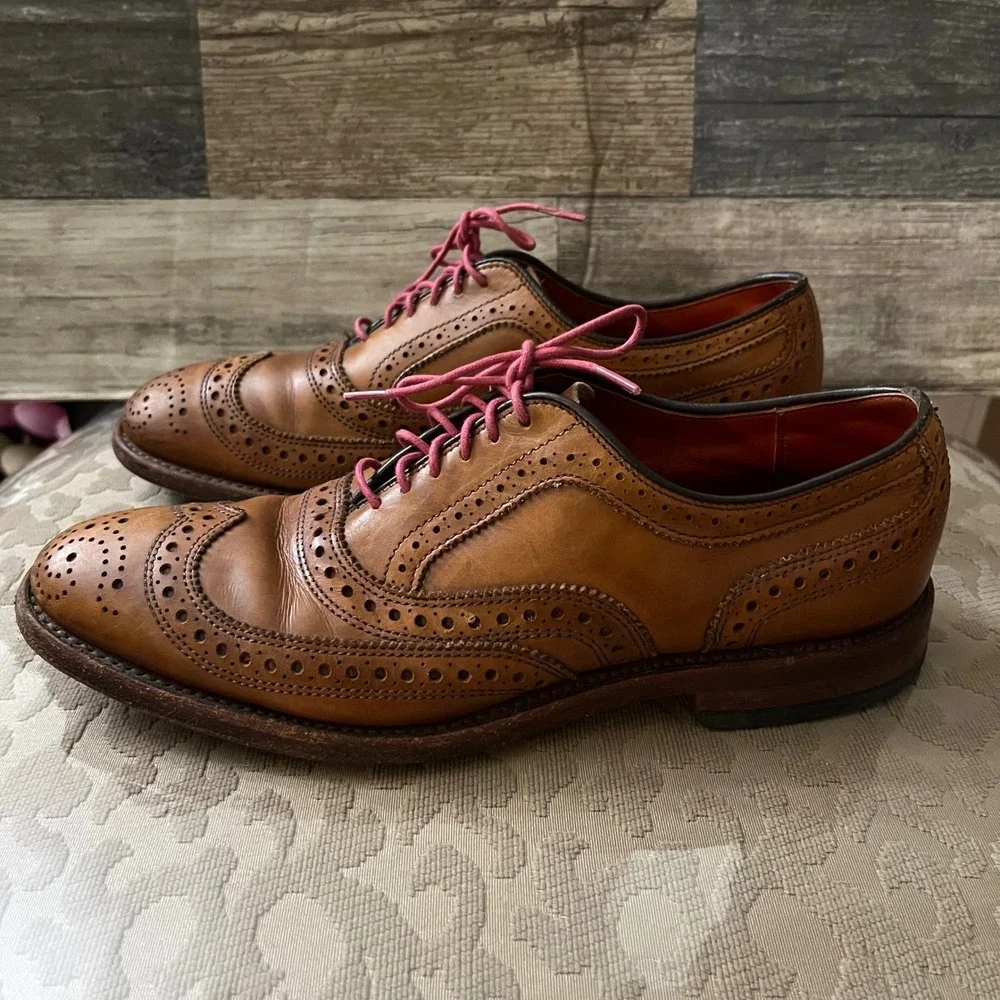 Allen Edmonds McAllister Wingtip Oxford Walnut Leather Mens 7.5 B Dress Shoes